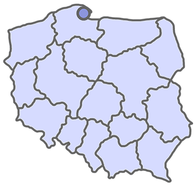 mapa Polski z zaznaczoną Gdynią