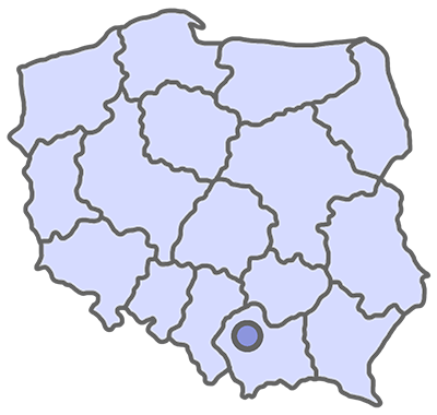 mapa Polski z zaznaczonym Krakowem