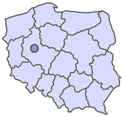 mapa Polski z zaznaczonym Poznaniem