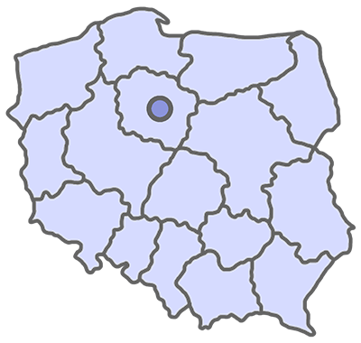 mapa Polski z zaznaczonym Toruniem