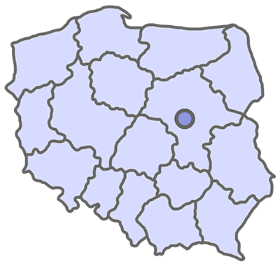 mapa Polski z zaznaczoną Warszawą