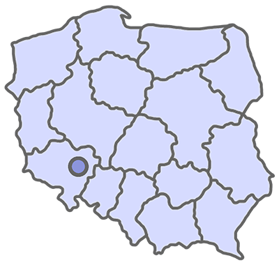 mapa Polski z zaznaczonym Wrocławiem